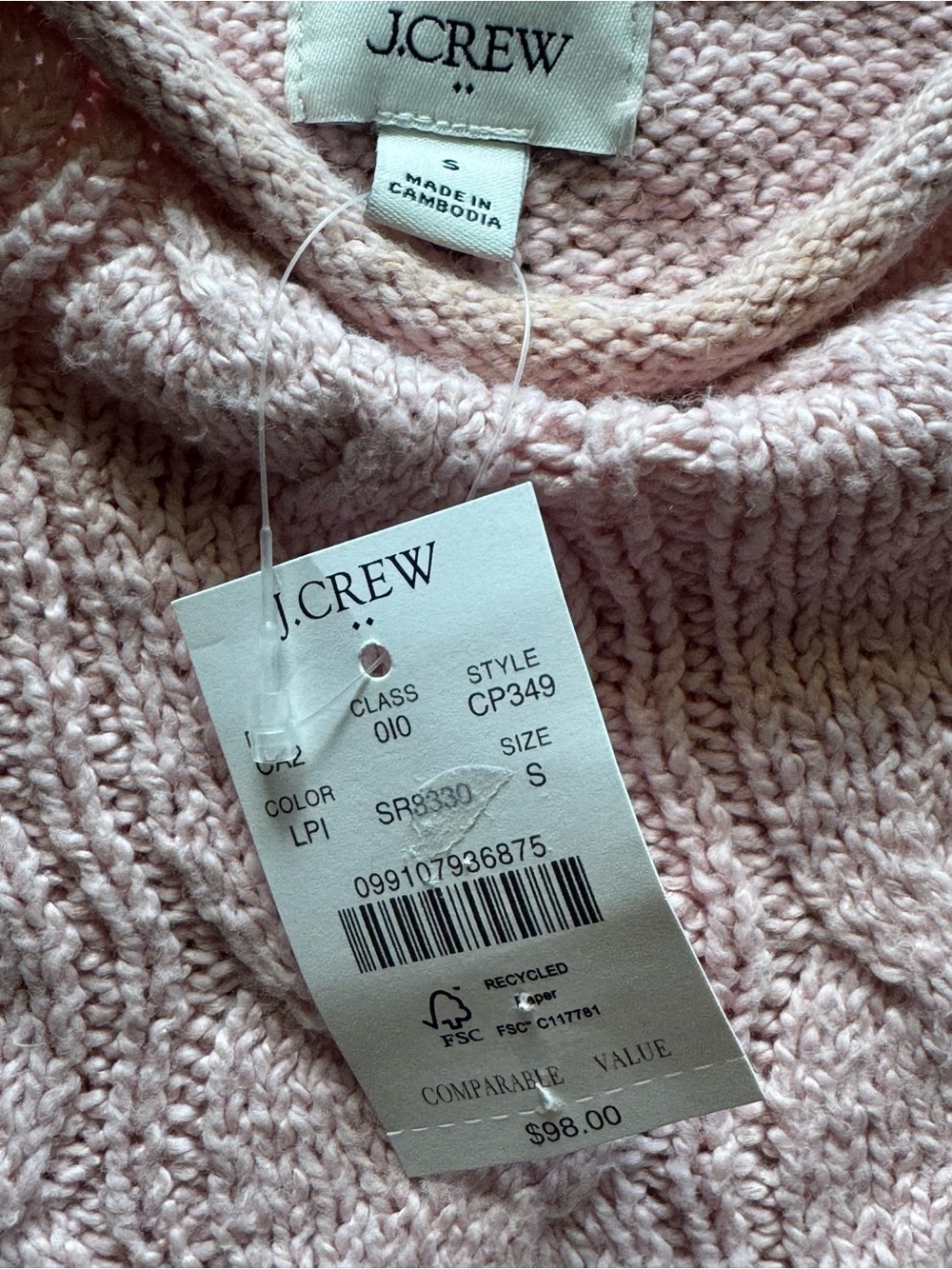 New! J.Crew Cable mockneck sweater in Lovely Pink - Picture 2 of 3